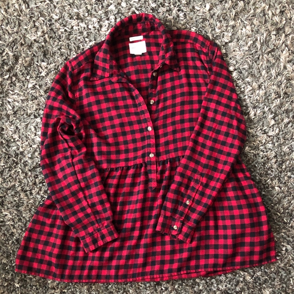 AMERICAN EAGLE OUTFITTERS Flannel Babydoll Top | S